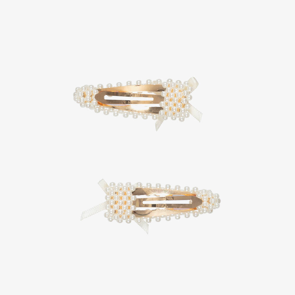 NAME IT-Girls Ivory Pearl Bead Hair Clips (2 Pack) | Childrensalon