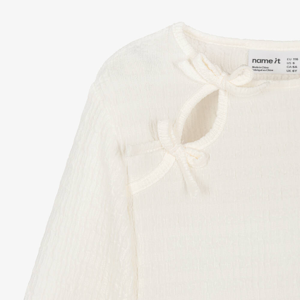 NAME IT-Топ кремовый из текстурированный трикотажа для девочек | Childrensalon