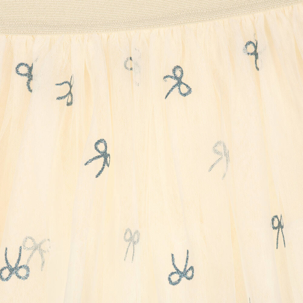 NAME IT-Girls Ivory Tulle Skirt with Sparkly Blue Bows | Childrensalon