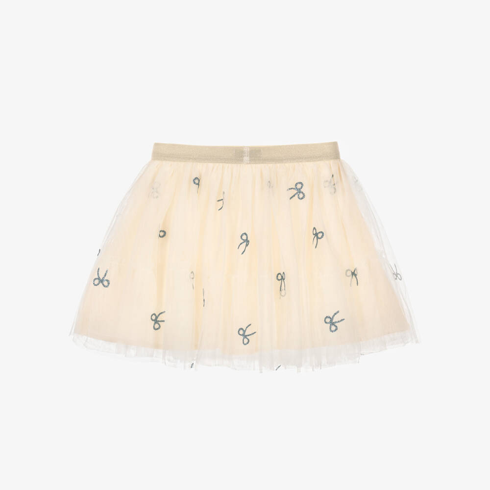 NAME IT-Girls Ivory Tulle Skirt with Sparkly Blue Bows | Childrensalon