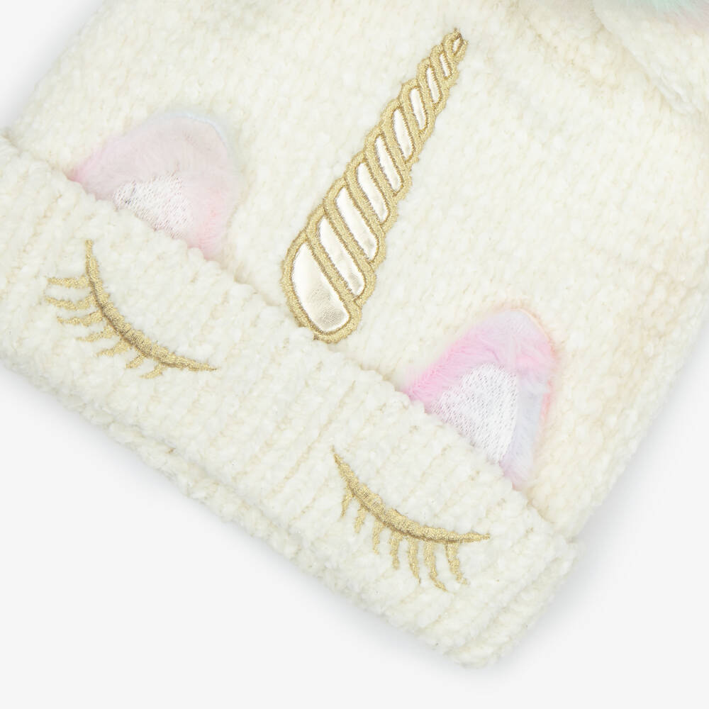 NAME IT-Girls Ivory Unicorn Pom-Pom Hat | Childrensalon