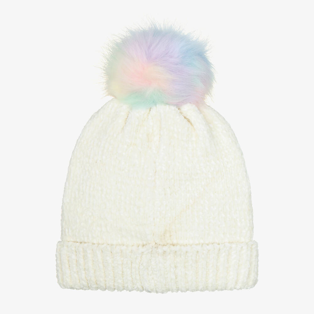 NAME IT-Girls Ivory Unicorn Pom-Pom Hat | Childrensalon