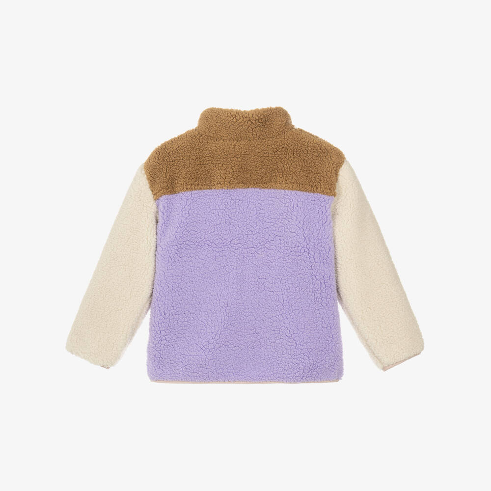 NAME IT-Girls Lavender & Brown Colourblock Teddy Fleece Jacket | Childrensalon