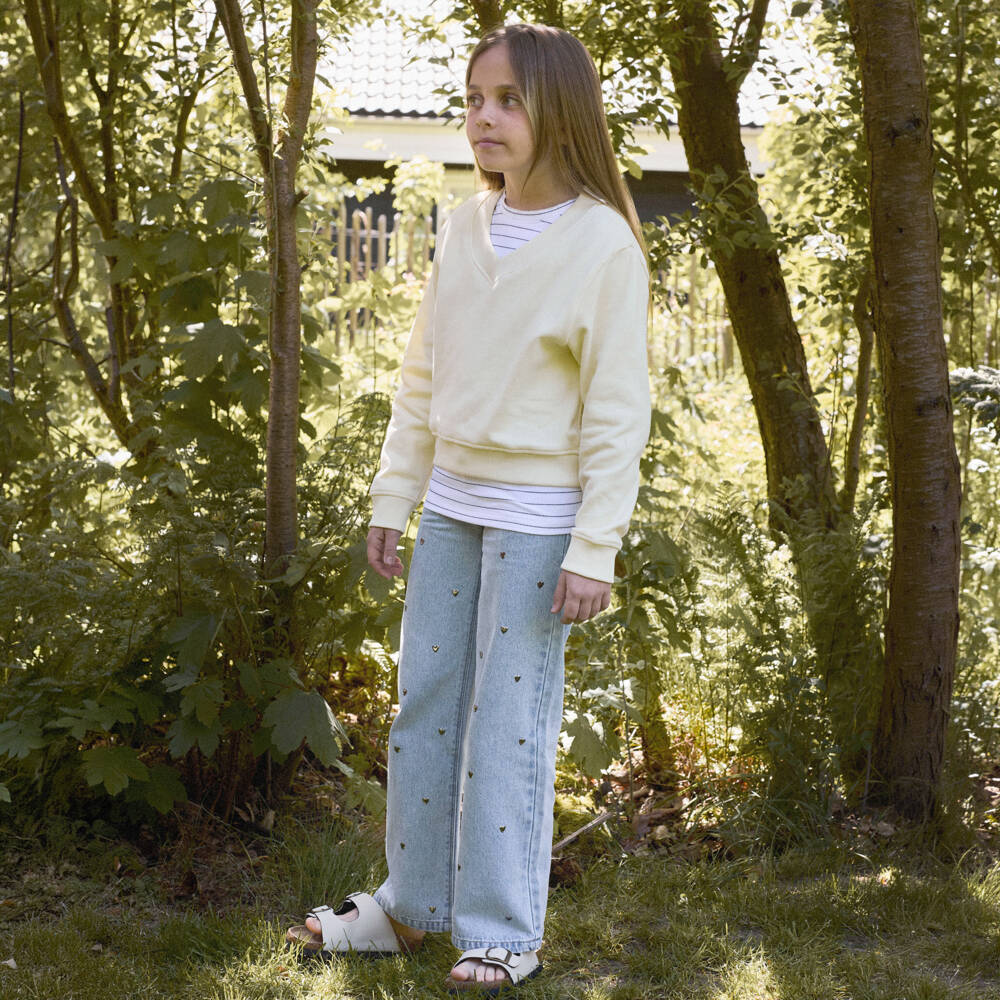 NAME IT-Girls Light Blue Jeans with Silver Foil Hearts | Childrensalon