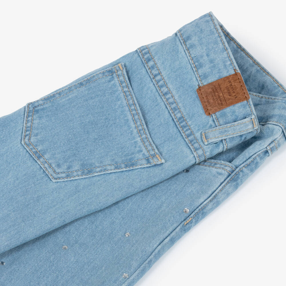 NAME IT-Girls Light Blue Wash Denim Rhinestone Jeans | Childrensalon