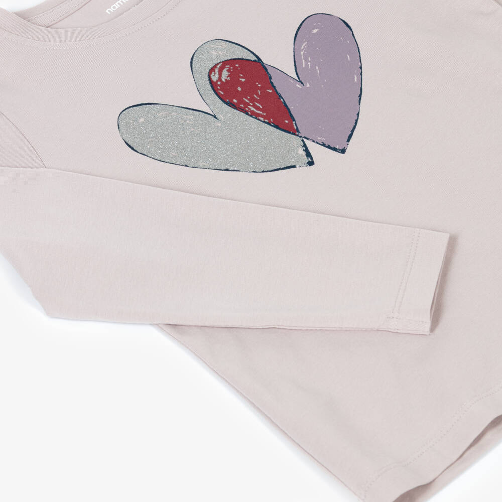 NAME IT-Girls Light Purple Long Sleeved Top with Heart Print | Childrensalon