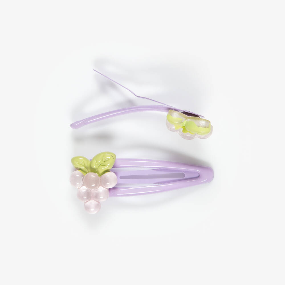 NAME IT-Girls Lilac Hair Clips with Grapes (2 Pack) | Childrensalon