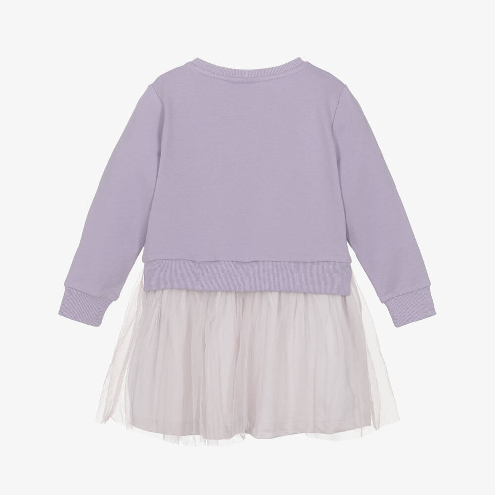 NAME IT-Girls Lilac Organic Cotton Jersey & Tulle Dress | Childrensalon