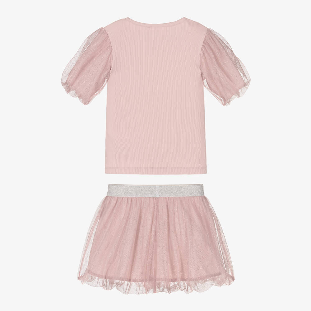 NAME IT-Комплект с юбкой розовый из блестящего тюля для девочек | Childrensalon
