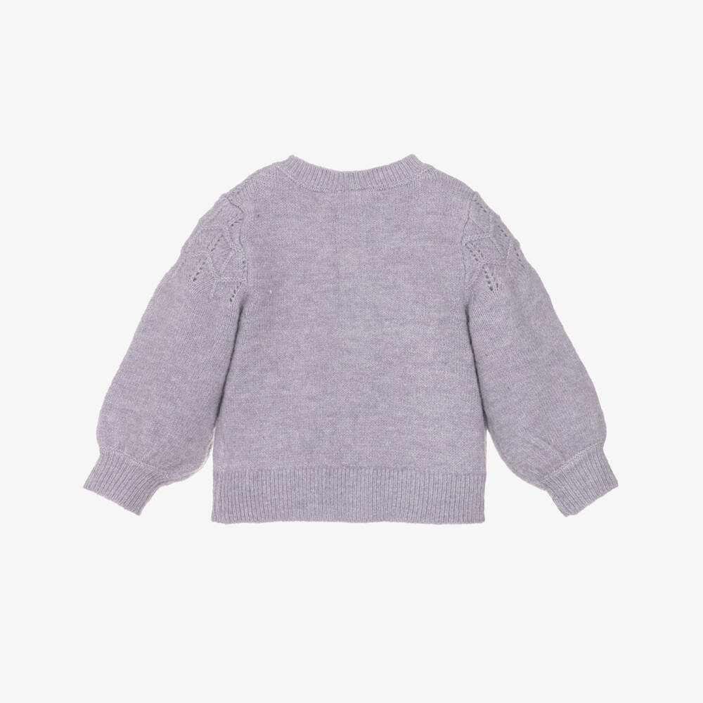NAME IT-Кардиган сиреневый трикотажный с украшенными пуговицами для девочек | Childrensalon