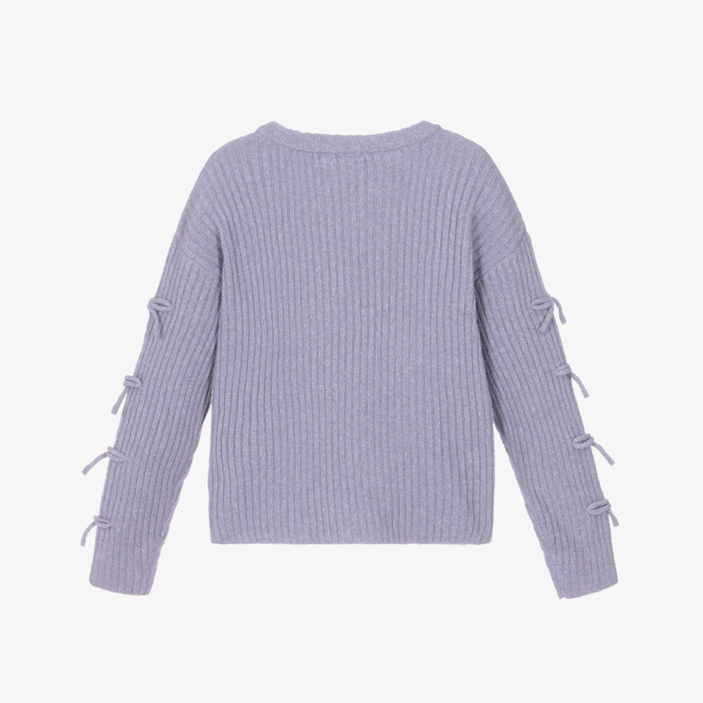 NAME IT-Girls Lilac Purple Rib Knit Sweater with Bows | Childrensalon