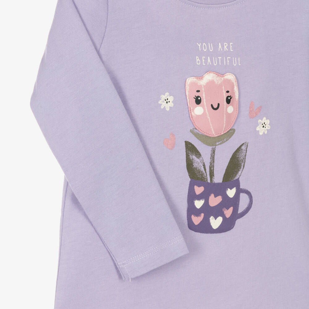 NAME IT-Girls Lilac Purple Slogan Top | Childrensalon
