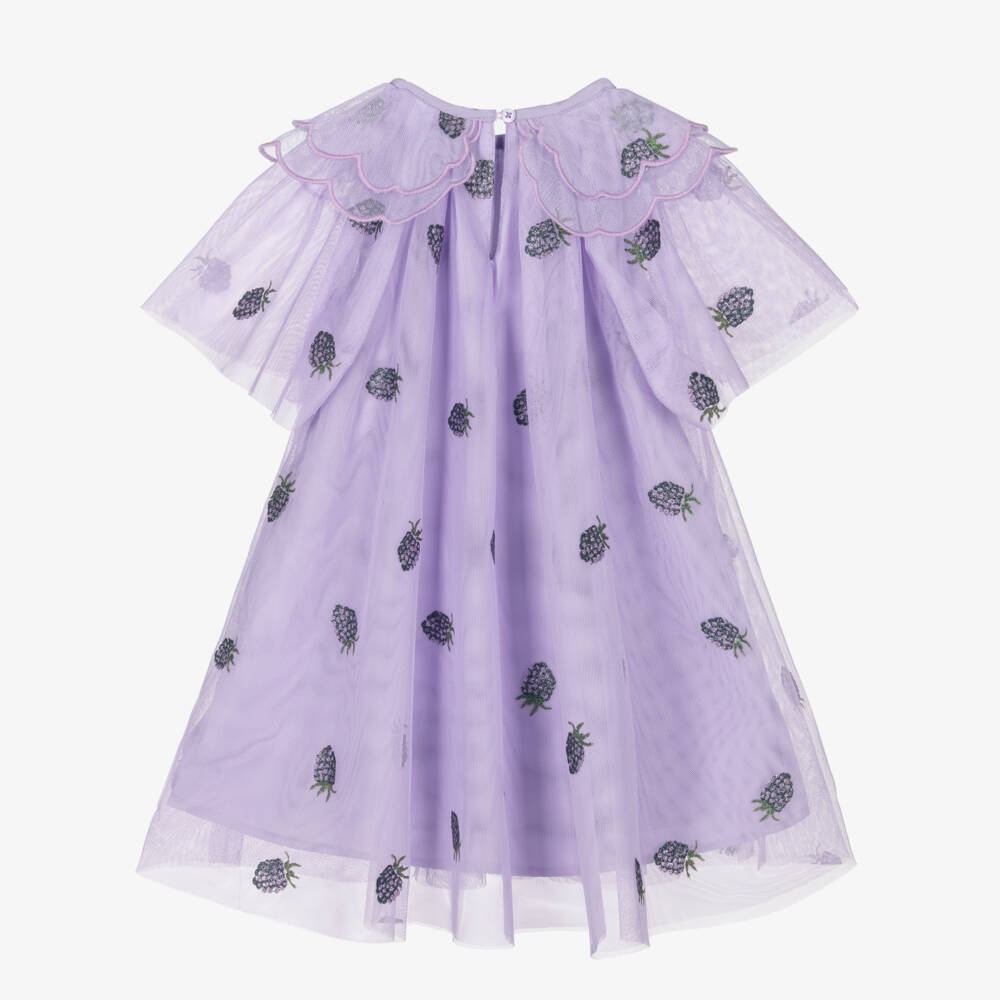 NAME IT-Girls Lilac Tulle Dress with Glittery Blackberry Motifs | Childrensalon