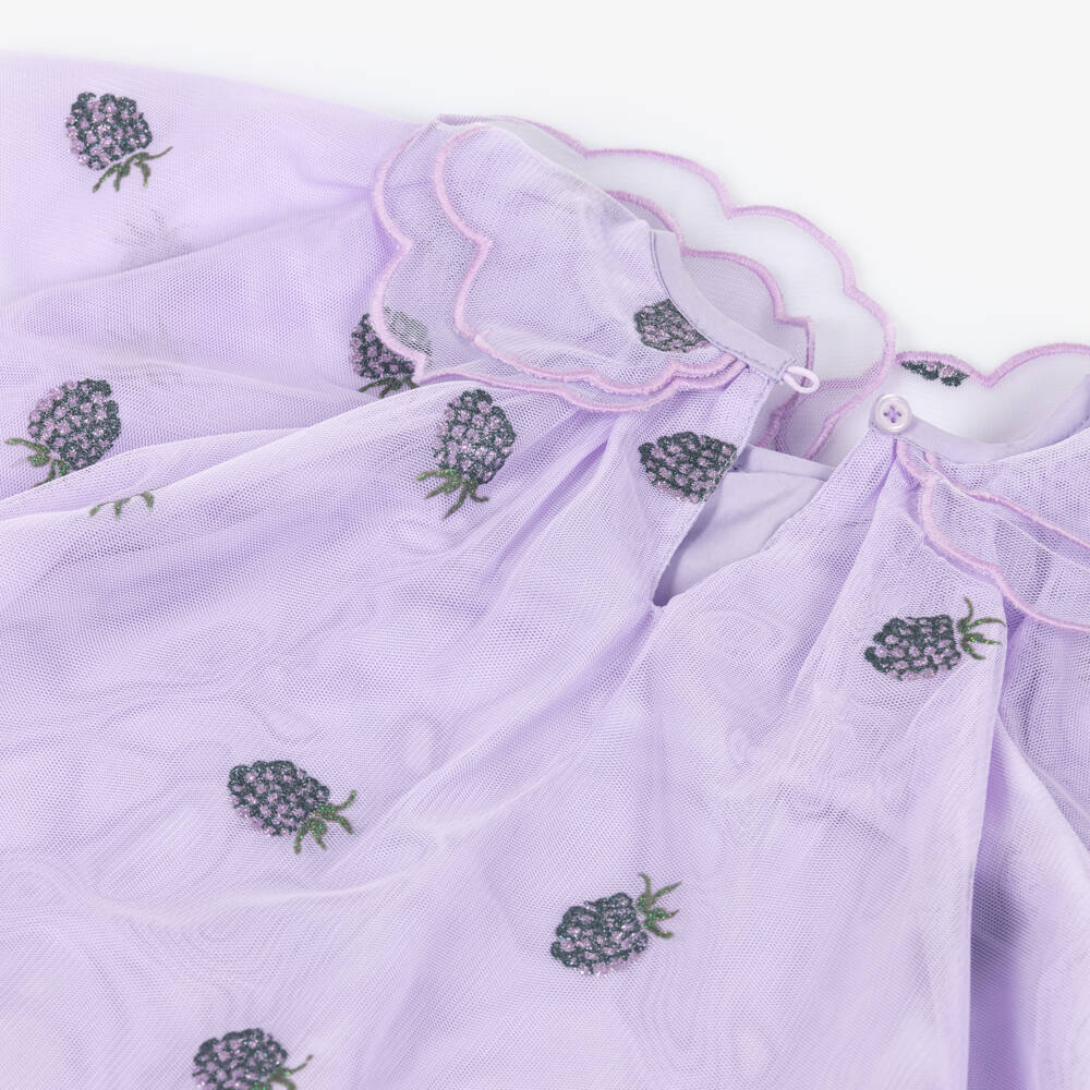 NAME IT-Girls Lilac Tulle Dress with Glittery Blackberry Motifs | Childrensalon
