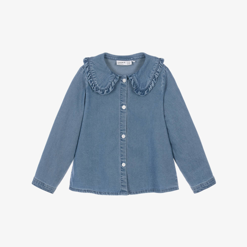 NAME IT-Girls Medium Blue Button-Up Shirt with Collar | Childrensalon