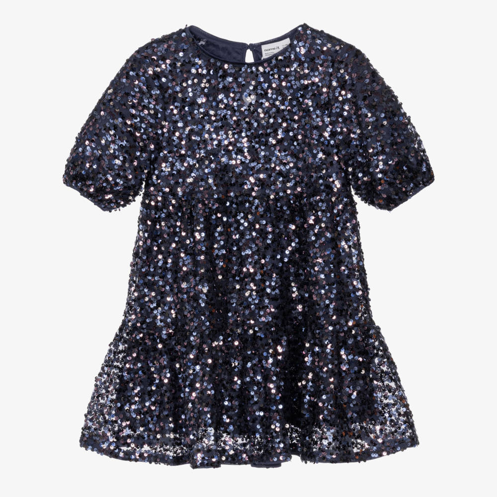 NAME IT-Girls Midnight Blue Sequin Dress | Childrensalon
