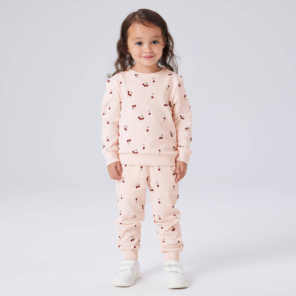 NAME IT-بنطلون رياضي بطبعة كرز قطن لون زهري فاتح للبنات | Childrensalon