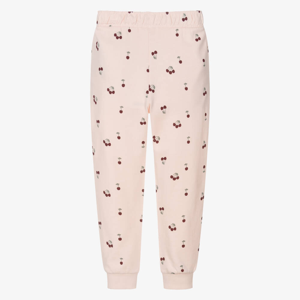 NAME IT-Girls Pale Pink Cotton Joggers with Cherry Print | Childrensalon