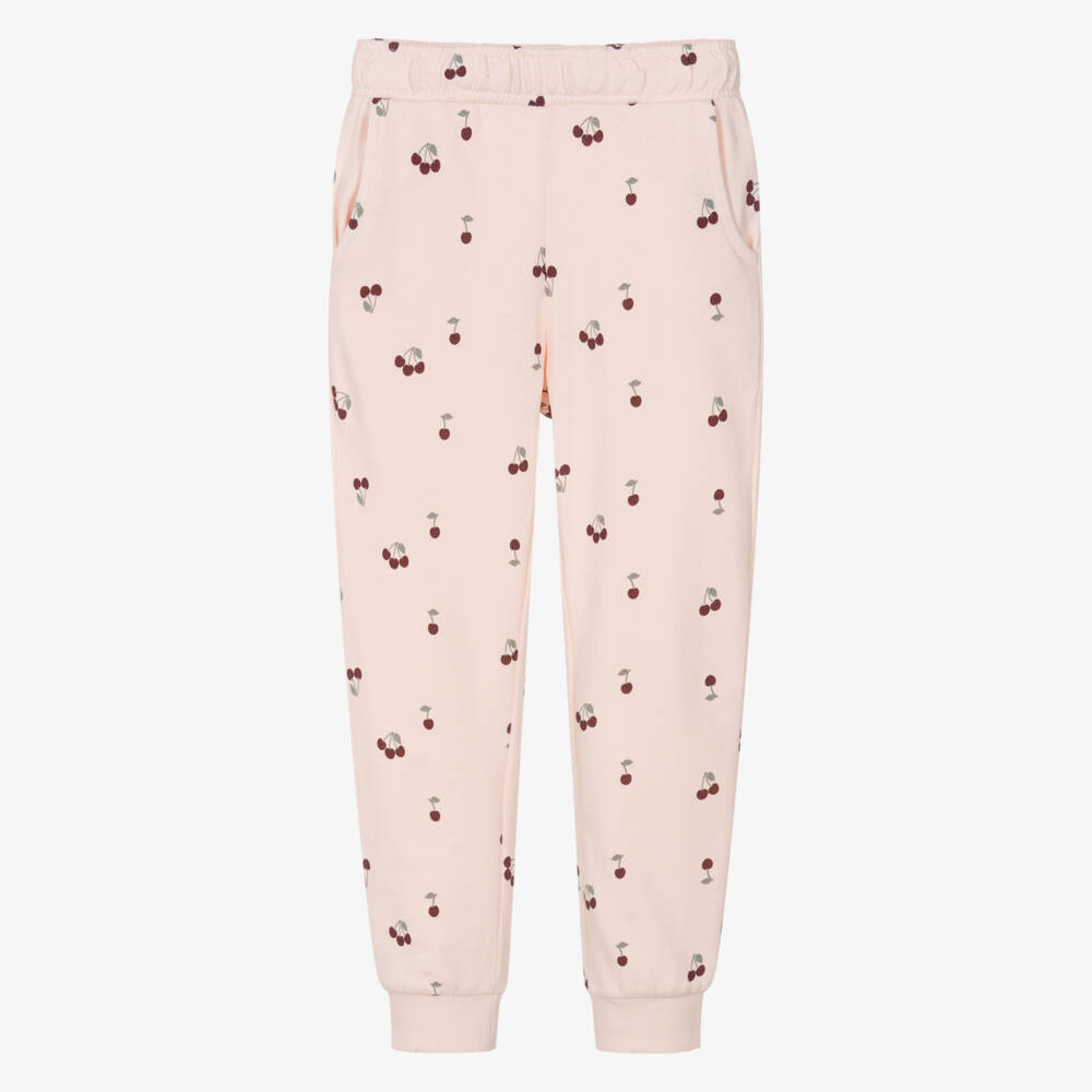 NAME IT-Girls Pale Pink Cotton Joggers with Cherry Print | Childrensalon