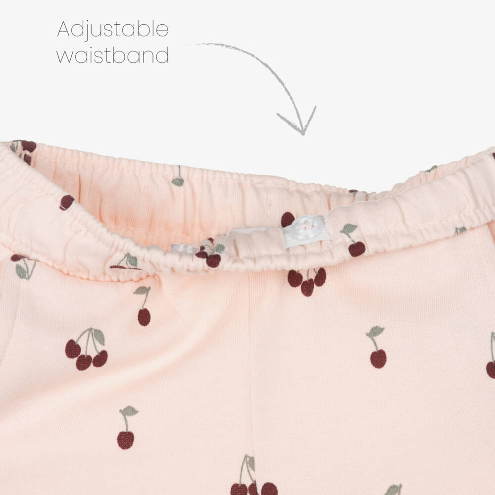 NAME IT-Girls Pale Pink Cotton Joggers with Cherry Print | Childrensalon