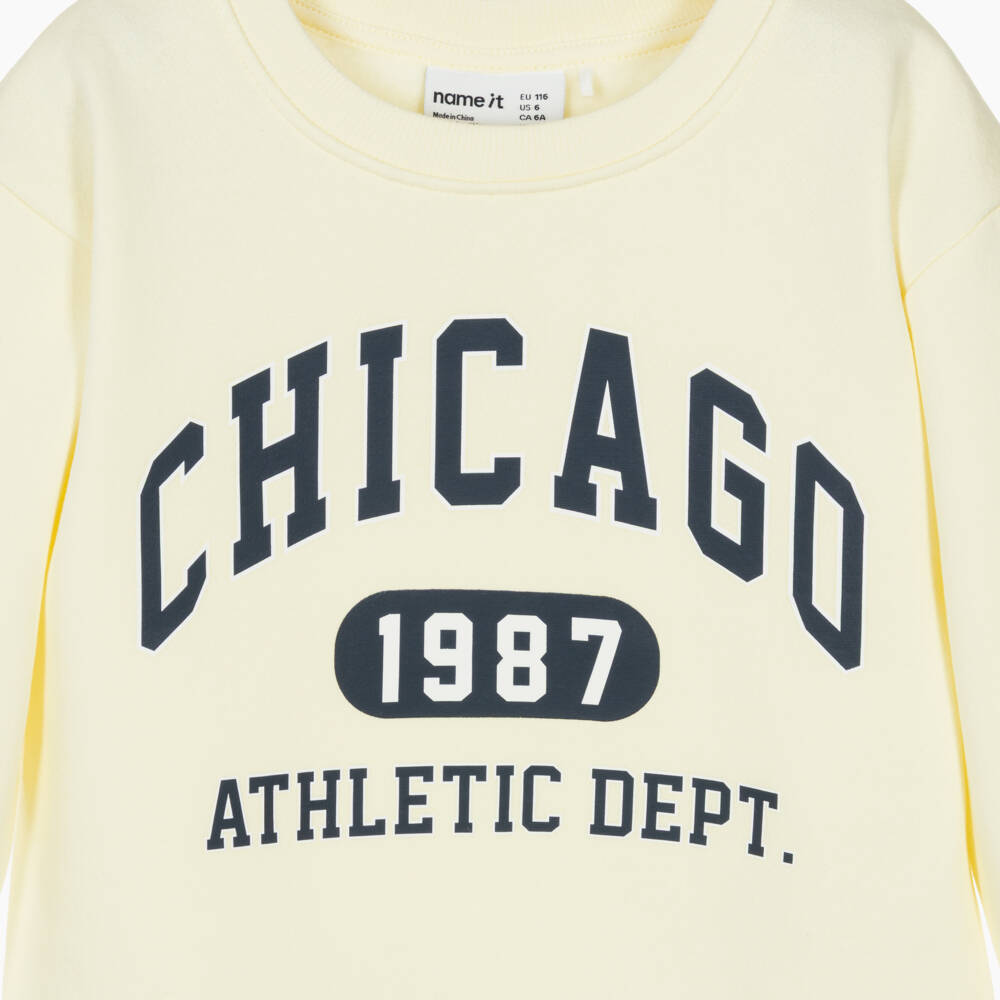 NAME IT-Girls Pastel Yellow Sweatshirt Jersey Shorts Set | Childrensalon