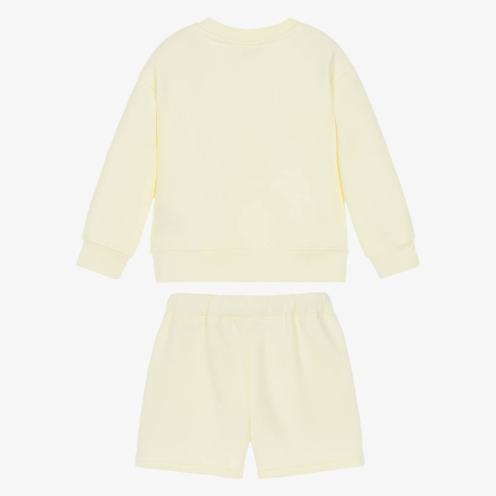 NAME IT-Girls Pastel Yellow Sweatshirt Jersey Shorts Set | Childrensalon