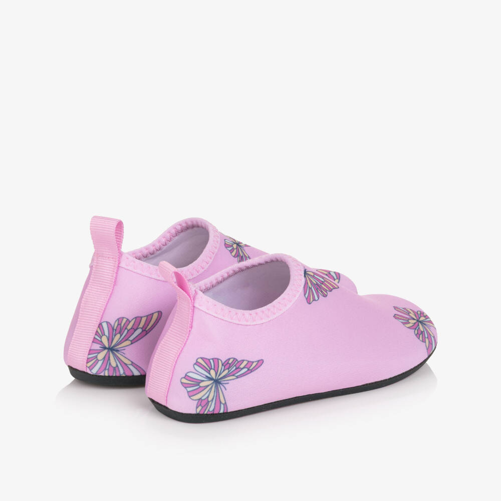 NAME IT-Girls Pink Aqua Shoes with Butterfly Print (UPF50+) | Childrensalon