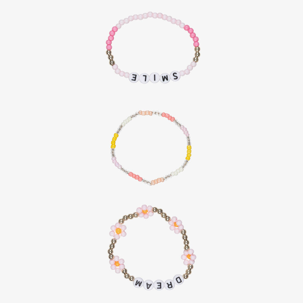 NAME IT-Girls Pink Beaded Stacking Bracelets (3 Pack) | Childrensalon