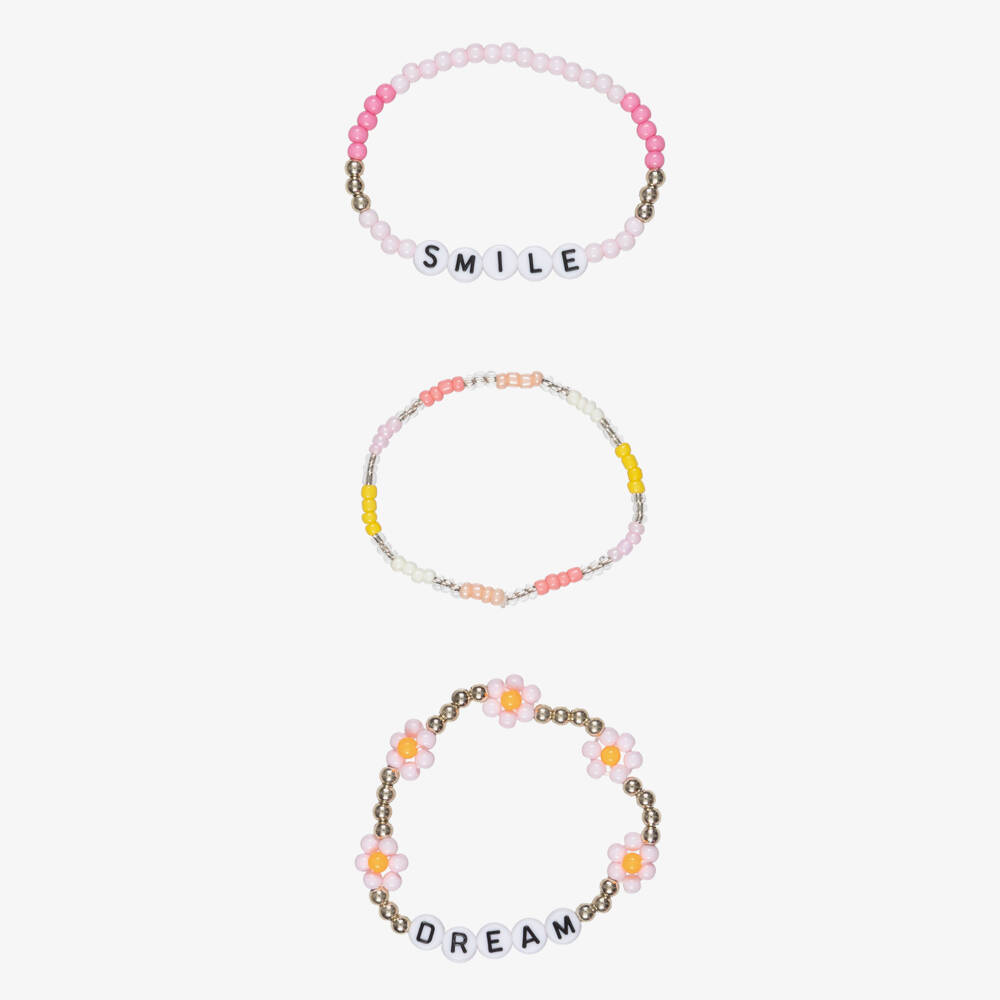 NAME IT-Girls Pink Beaded Stacking Bracelets (3 Pack) | Childrensalon