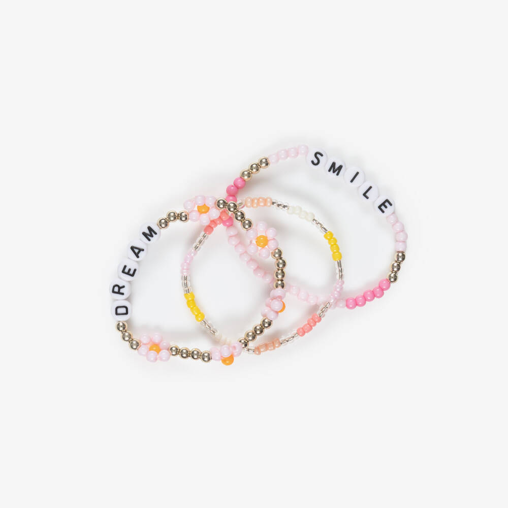 NAME IT-Girls Pink Beaded Stacking Bracelets (3 Pack) | Childrensalon