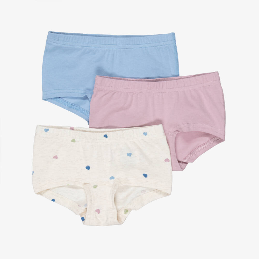 NAME IT-Girls Pink, Blue & Beige Organic Cotton Pants (3Pack) | Childrensalon