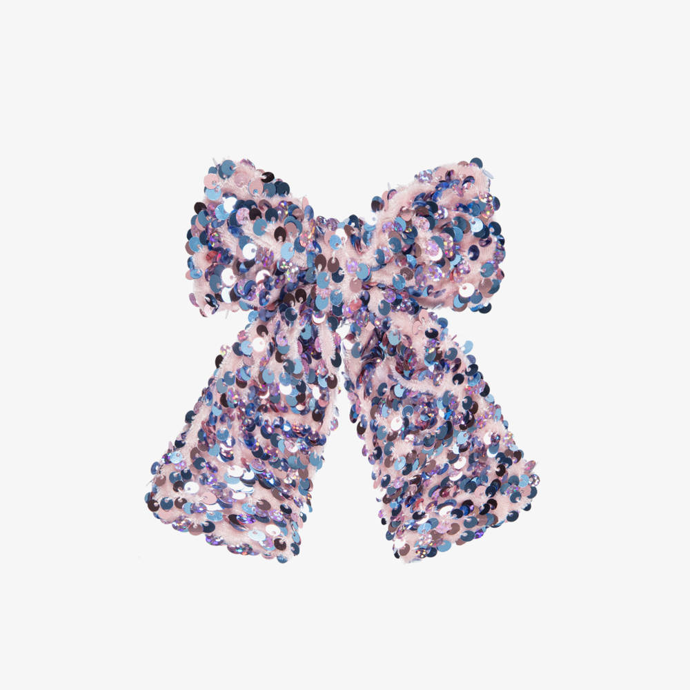 NAME IT-Girls Pink & Blue Sequinned Bow Hair Clip (12cm) | Childrensalon