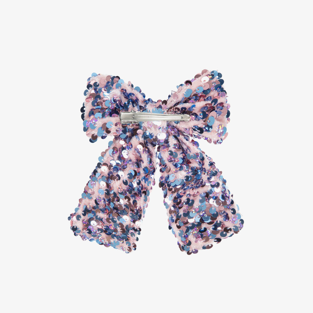 NAME IT-Girls Pink & Blue Sequinned Bow Hair Clip (12cm) | Childrensalon