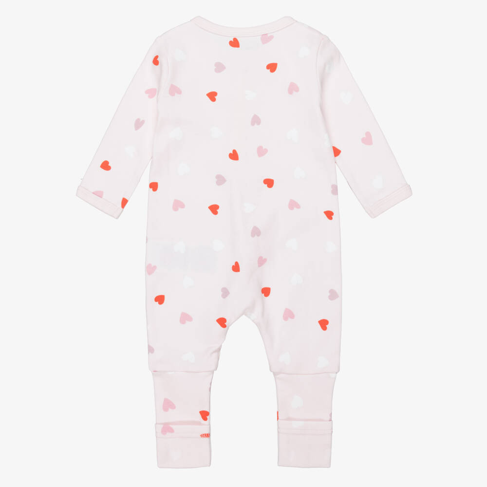 NAME IT-Girls Pink Cotton Babygrows with Hearts (2 Pack) | Childrensalon