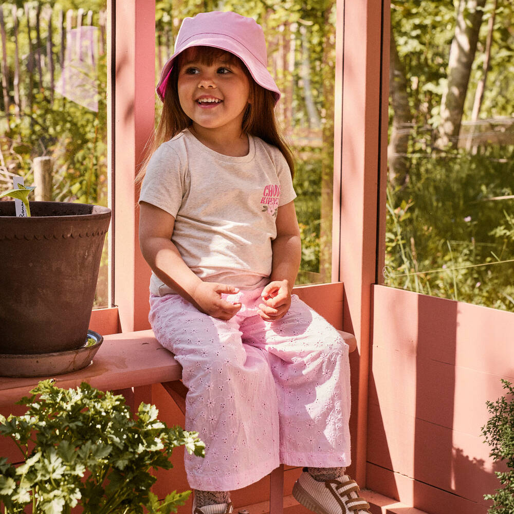 NAME IT-بنطلون قطن بتطريز أنجليزي لون زهري للبنات | Childrensalon