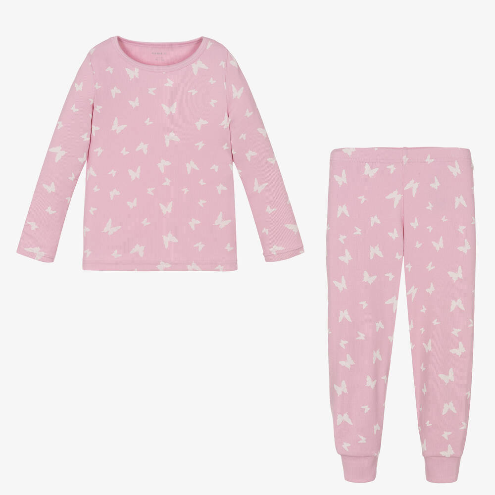 NAME IT-Girls Pink Cotton Butterfly Pyjamas | Childrensalon