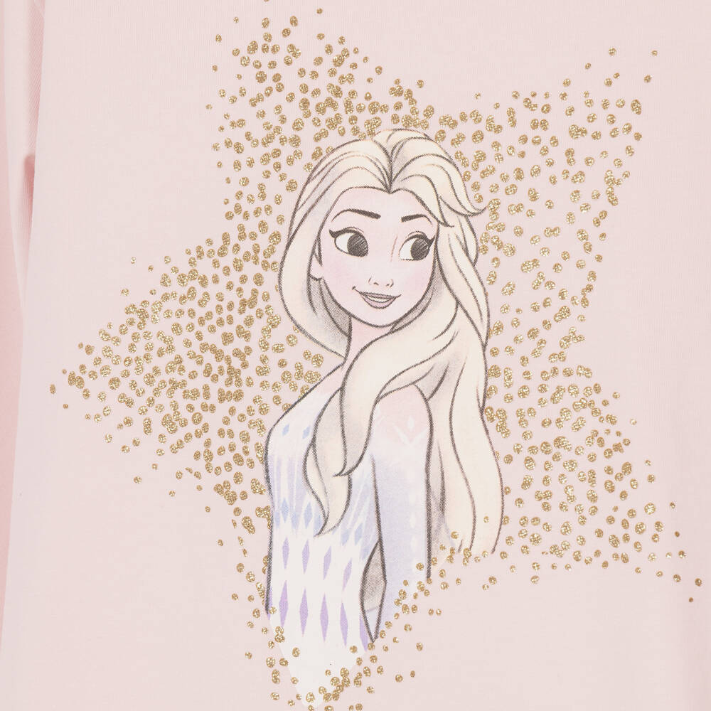 NAME IT-Girls Pink Cotton Disney Top with Elsa Print | Childrensalon