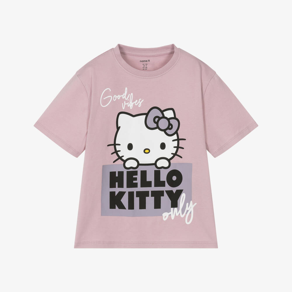 NAME IT-Girls Pink Cotton Hello Kitty & Good Vibes T-Shirt | Childrensalon