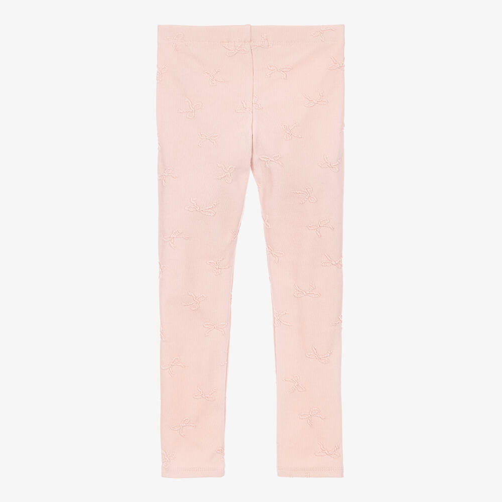 NAME IT-Girls Pink Cotton Leggings with Bows | Childrensalon