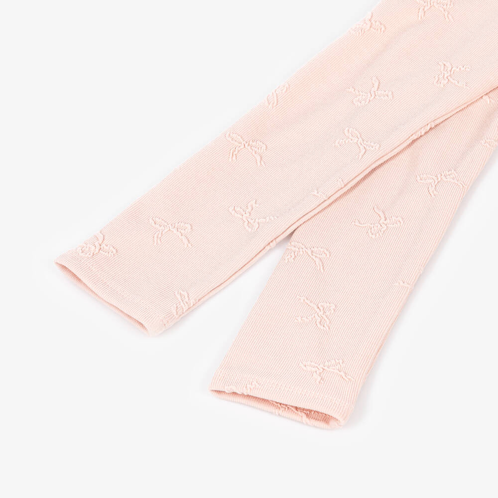NAME IT-Girls Pink Cotton Leggings with Bows | Childrensalon
