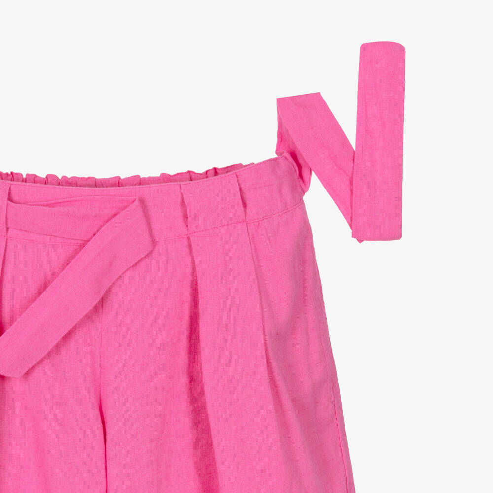 NAME IT-Girls Pink Cotton & Linen Shorts | Childrensalon