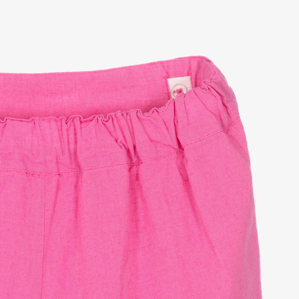 NAME IT-Girls Pink Cotton & Linen Shorts | Childrensalon