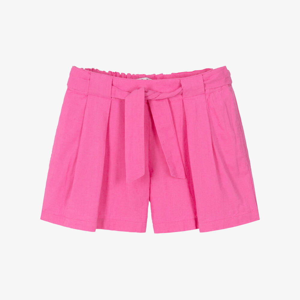 NAME IT-Girls Pink Cotton & Linen Shorts | Childrensalon