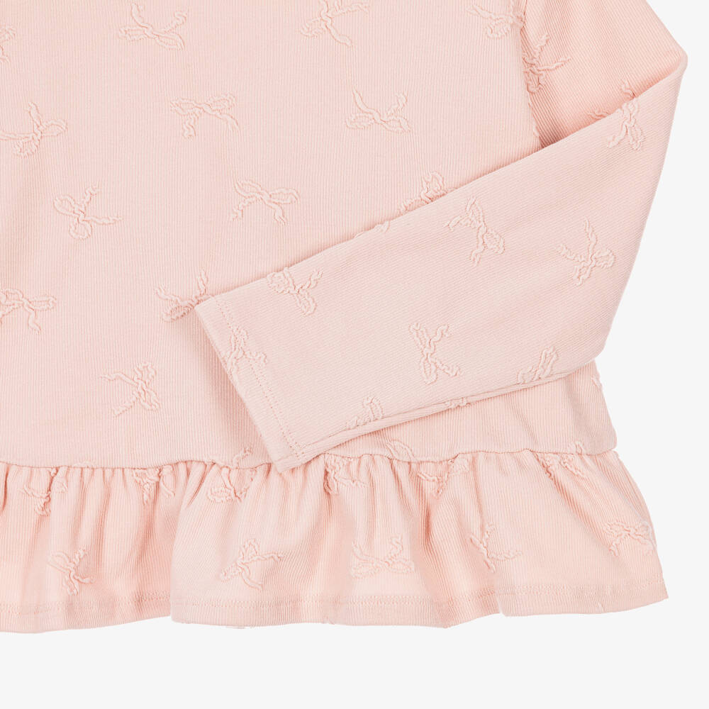 NAME IT-Girls Pink Cotton Top with Bows | Childrensalon