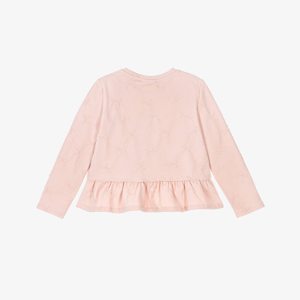 NAME IT-Girls Pink Cotton Top with Bows | Childrensalon
