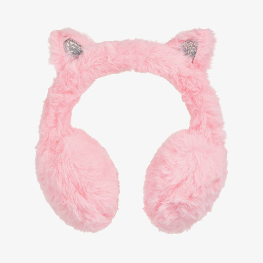 NAME IT-Girls Pink Faux Fur Cat Ear Warmers | Childrensalon