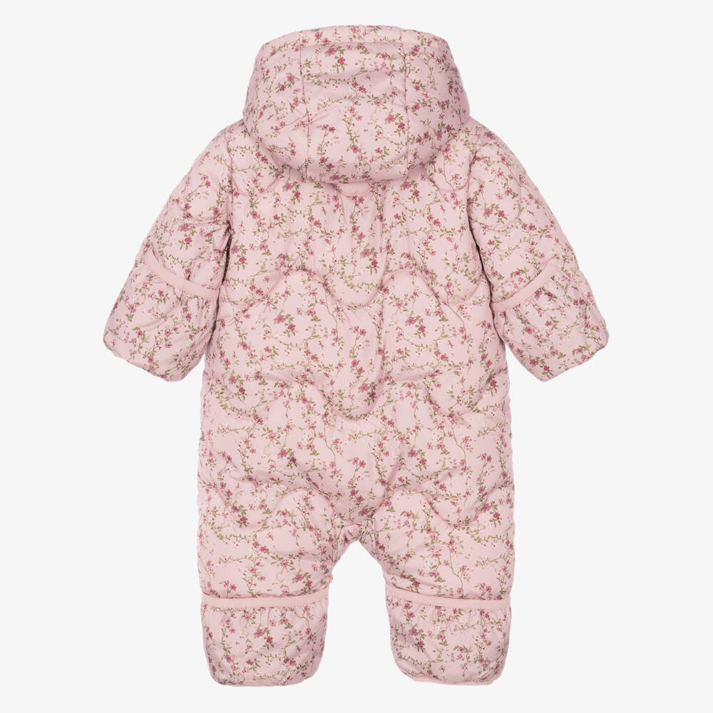 NAME IT-Girls Pink Floral Padded Pramsuit | Childrensalon