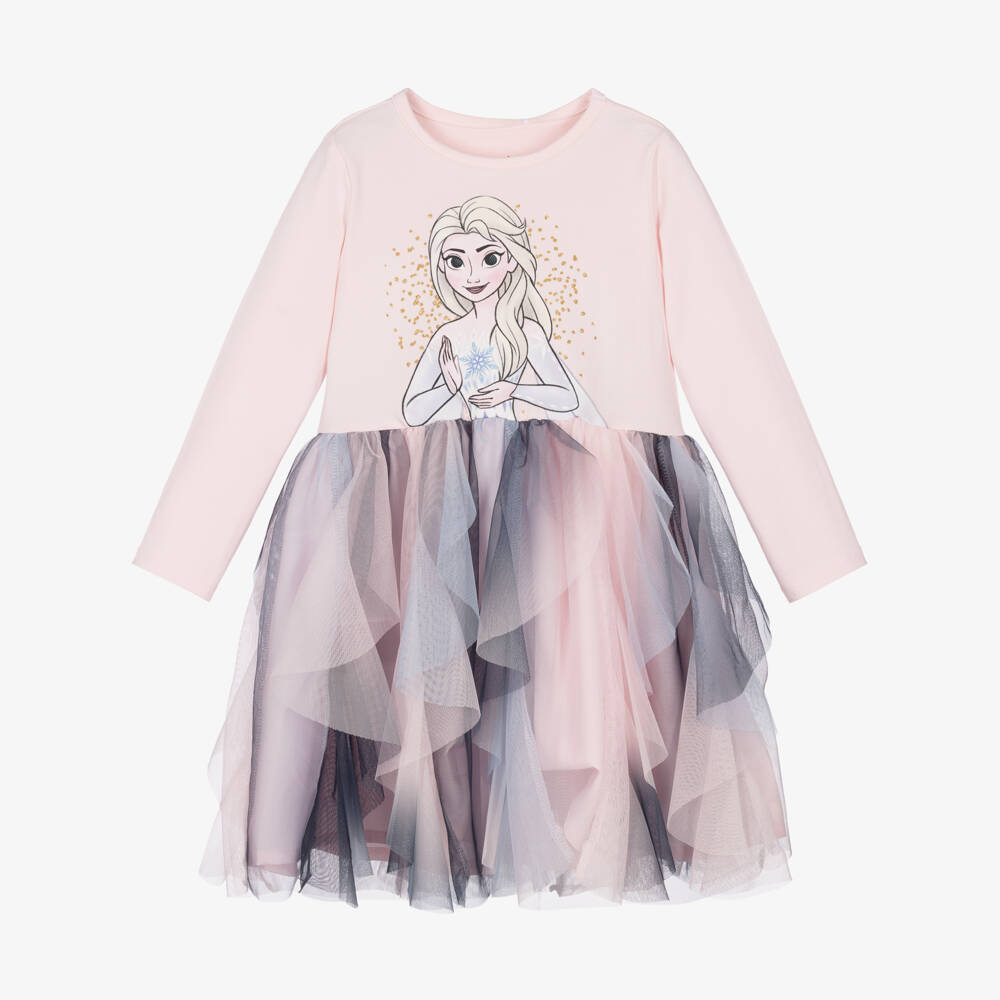 NAME IT-Girls Pink Frozen Elsa Dress in Jersey & Tulle | Childrensalon