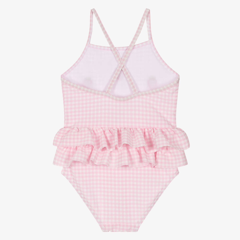 NAME IT-Girls Pink Gingham Swimsuit with Strawberry Motifs | Childrensalon
