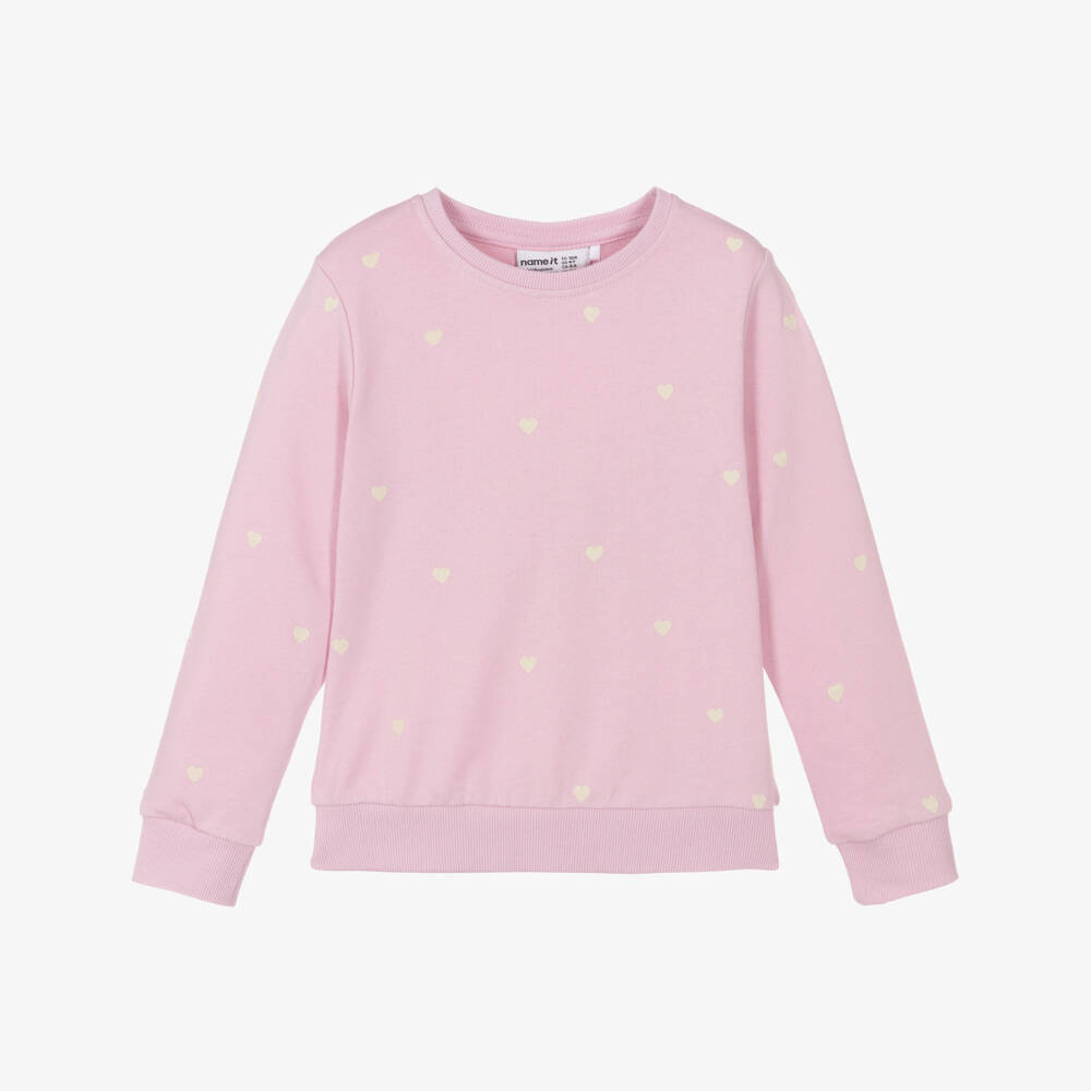 NAME IT-Свитшот розовый с сердечками для девочек | Childrensalon